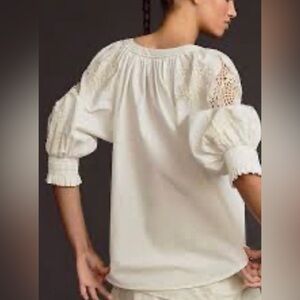 Anthropologie Cream Lace Blouse